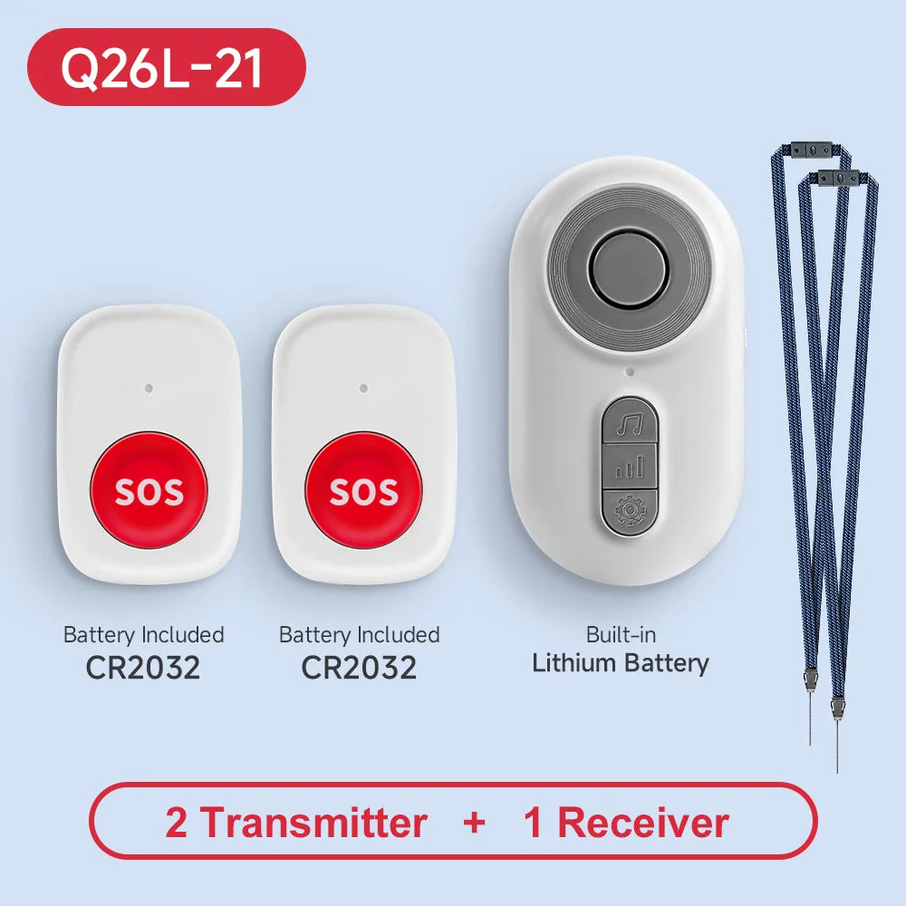 Caregiver Pager Wireless Nurse Call Buttons for Elderly Monitoring SOS Alert System Portable Alarm Call Bell for Nursing Home