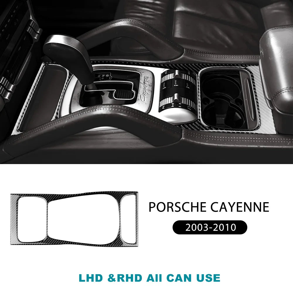 Real Soft Carbon Fiber Sticker For Porsche Cayenne 2003 2004 2005 2006 2007 2008 2009 2010 Gear Shift Panel Interior Accessories