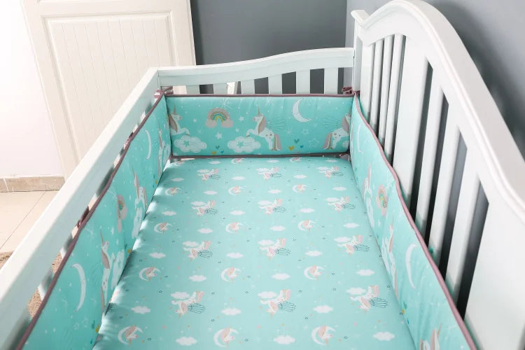 Crib Rail Cover Set and Baby Crib Liner  Baby Bumperless Crib Cot Protector Infant Bebe Bedding Set