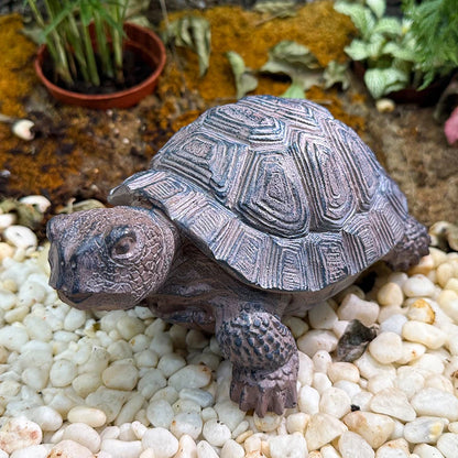 Lifelike Resin Fortune Tortoise Statue Stone Look Feng Shui Animal Sculpture for Outdoor Garden Pond Bonsai Entryway Desk Decor