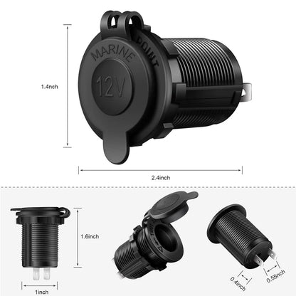 Usb car charger panel 12V Cigarette Lighter Socket 3 in 1 Car USB Outlet Panel for RV Marine Boat Power Socket Charger Socket