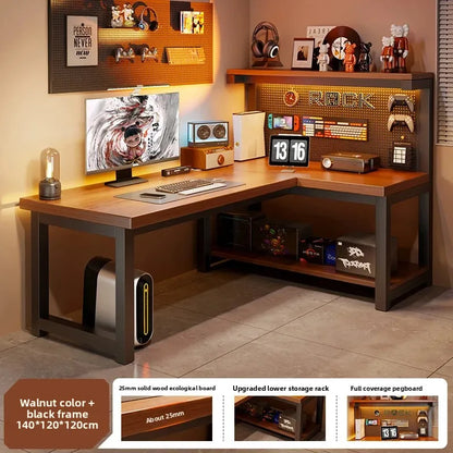 Modern Corner Computer Desk L-shaped Hole Desk Integrated Household Bedroom Study Table, Corner Laptop Stand E-sports Table