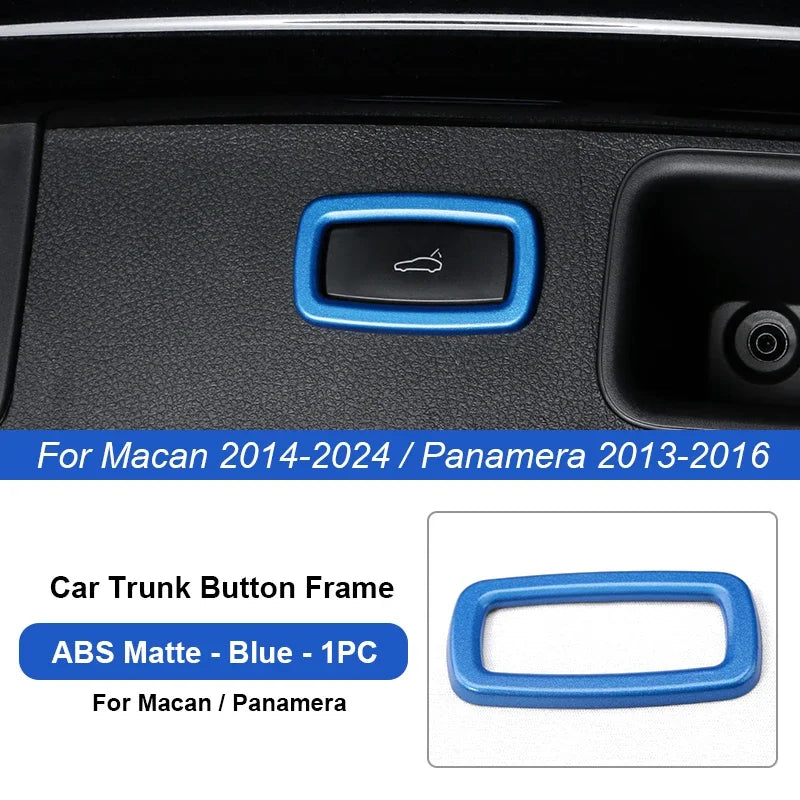 Car Trunk Switch Button Trim Frame Sticker For Porsche Cayenne Macan Panamera 2013 2014-2016 2018 2019 2020 2021 2022 2023 2024