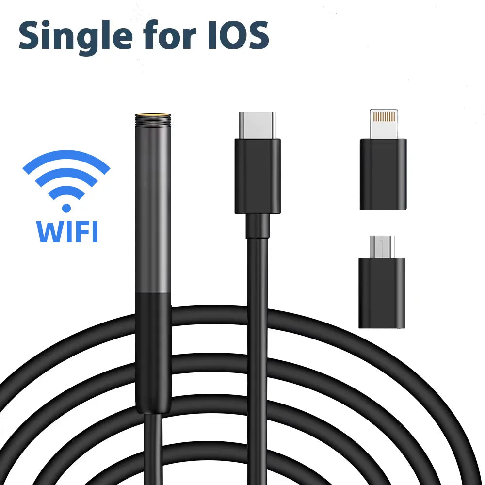 KERUI 2MP Industrial Endoscope Camera Single/Dual Lens Mini Inspection Camera for Iphone Waterproof Pipeline Borescope Type C