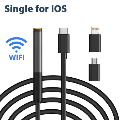KERUI 2MP Industrial Endoscope Camera Single/Dual Lens Mini Inspection Camera for Iphone Waterproof Pipeline Borescope Type C