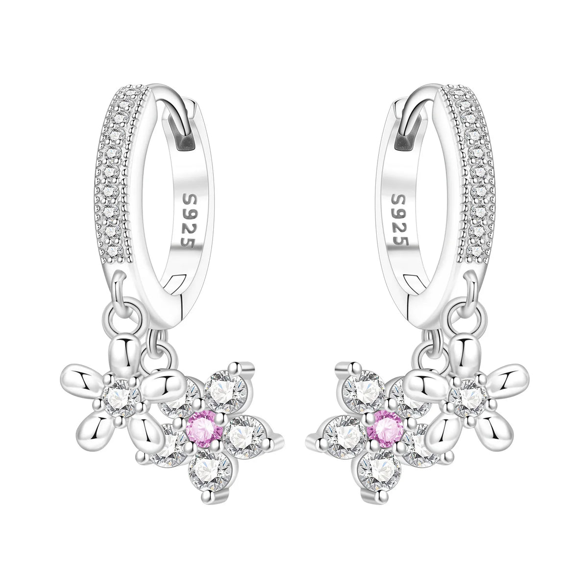 Orstarry Original 925 Sterling Silver Blue Iris Flower Earrings Women Hoop Earring Anniversary Jewelry Trendy Gifts