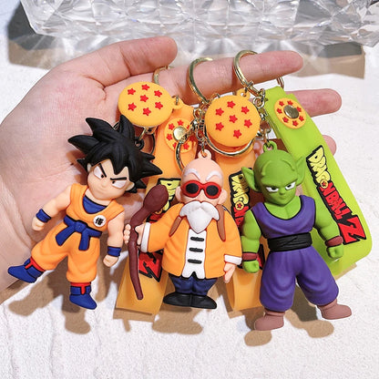 Anime Dragon Ball Keychain Ewelry Son Goku Vegeta Piccolo Action Figures Cute Keyring Bag Pendant Car Ornament Accessories Gifts