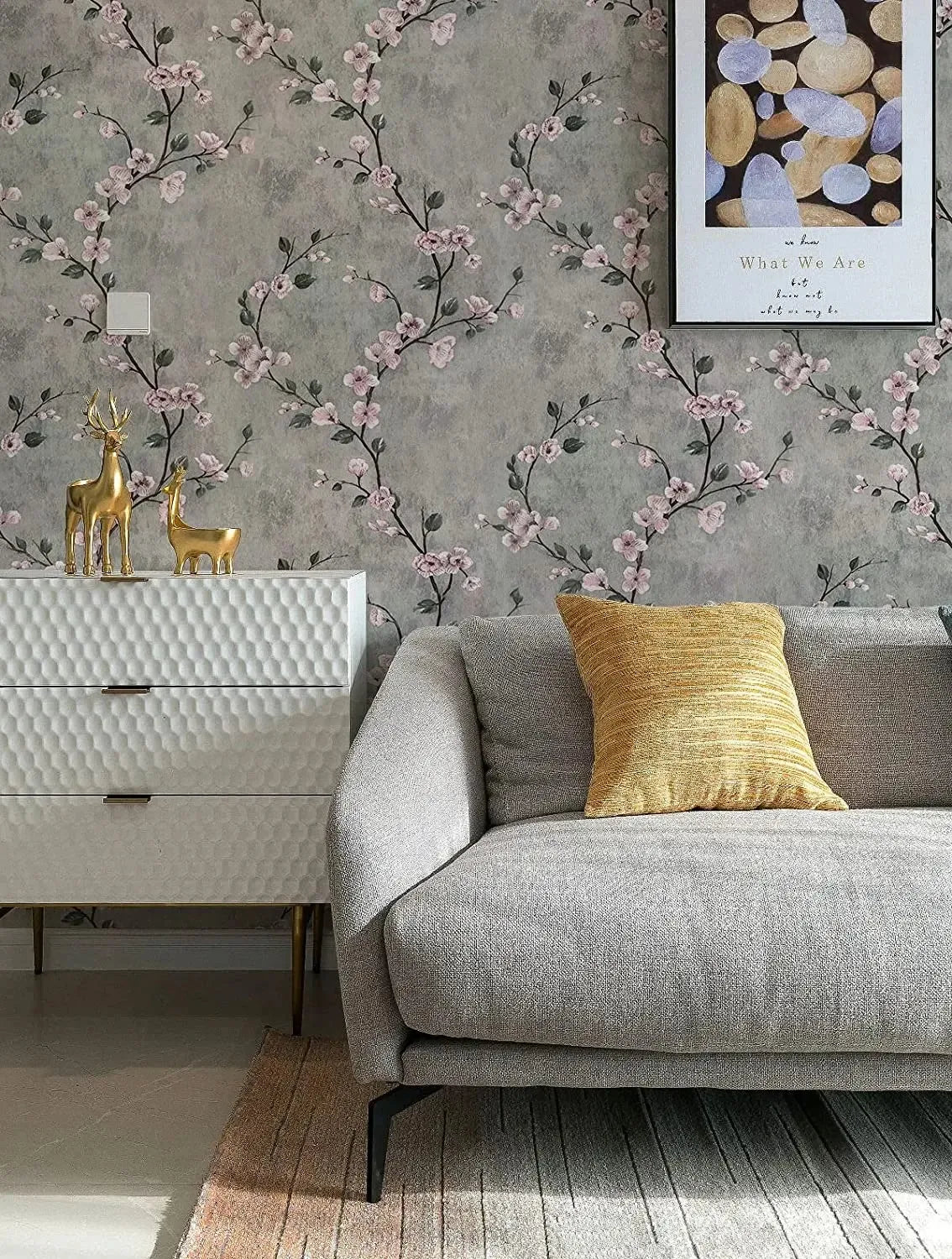 Floral Peel and Stick Wallpaper Green Flower Contact Paper Vinyl Self Adhesive Wall Paper Living Room Bedroom Cabinet Decoration
