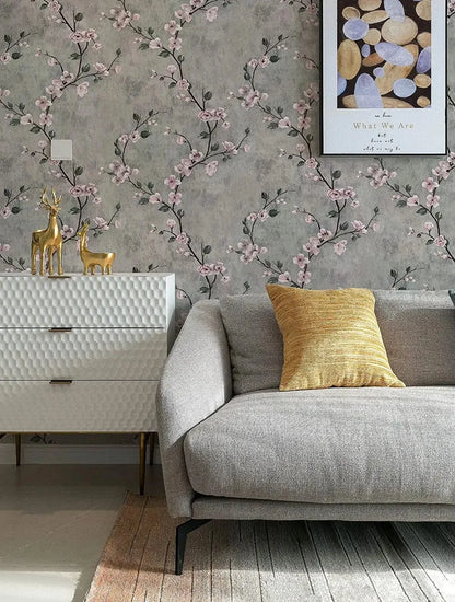 Floral Peel and Stick Wallpaper Green Flower Contact Paper Vinyl Self Adhesive Wall Paper Living Room Bedroom Cabinet Decoration