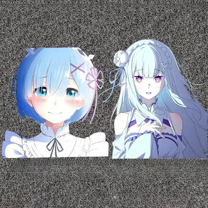 Emilia Re:Zero Anime Sticker, Waifu Vinyl Decal, Waterproof Decor for Motorcycle, Bicycle, Car, Laptop & Desktop
