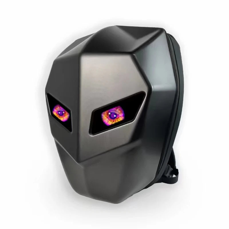 Motorcycle backpack with LED eyes men carbon fibre hard shell waterproof knight helmet bag riding motorcycle backpack luminous