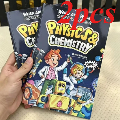 2PCS Kids Educational Comic Book Set Physics & Chemistry  Murphy's Law Fun Science Life Wisdom Gift for Boys Girls English Books