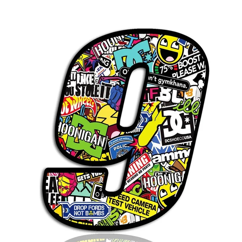 Car Sticker Exquisite Punk Digital Skull Decal Number 0-9 Exterior Parts Interior Stickers Cute, Caravan Accessories PVC