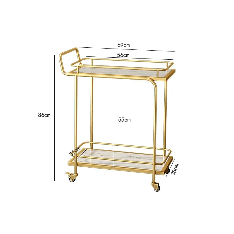 3-Tier European Style Rolling Serving Cart Versatile Beverage Dessert Trolley for Hotel Restaurant Cafe Wedding Party Home Use