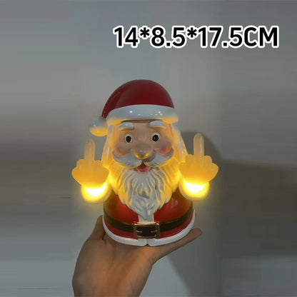 Humorous Glowing Santa Claus Middle Finger Decoration Porch Bedroom Festival Diy Decorative Pendant Party Props Christmas Gifts