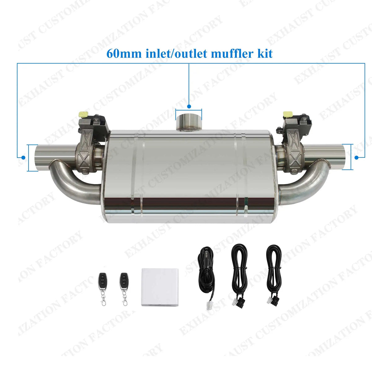 Universal Valved Muffler Kit Center In Dual Out Remote Controller Kit Performance Valved Muffler T Style Electronic Exhaust