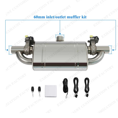 Universal Valved Muffler Kit Center In Dual Out Remote Controller Kit Performance Valved Muffler T Style Electronic Exhaust