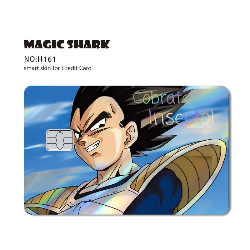 Magic Shark Goku Vegeta Cool Shinny Holographic Laser Credit Debit Card Sticker Film Front Skin Cover