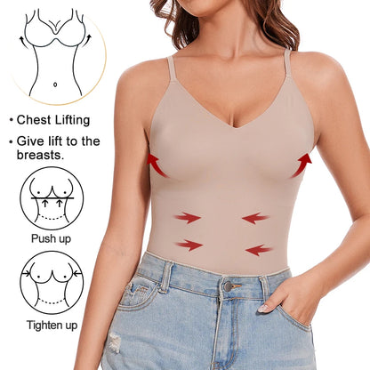 Women V-Neck Shapewear Camisole Tummy Control Shaping Tank Tops Slimming Underwear Seam-free Corset Compression Body Shapers