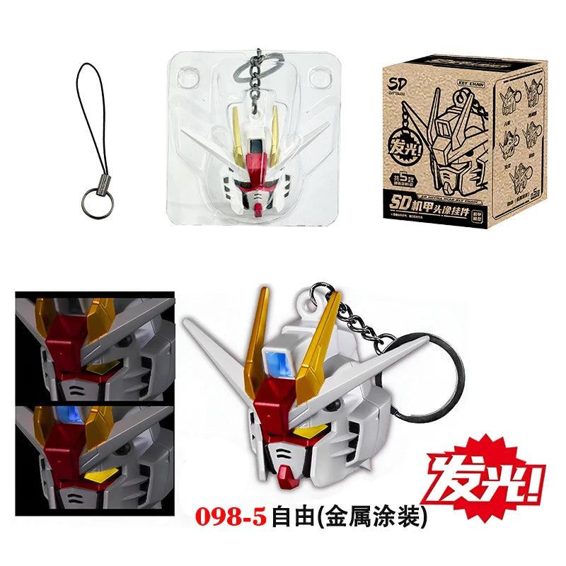 New SD RX-78-2 Luminous Head Keychain Desktop Ornament backpack charm PVC Model Collectible Anime Figure Trendy Toy Gift