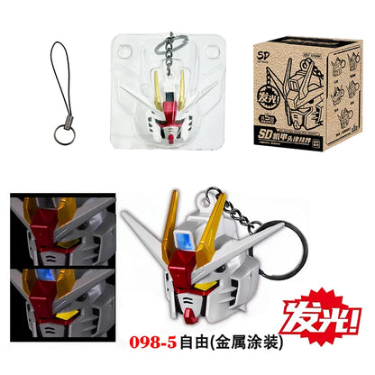 New SD RX-78-2 Luminous Head Keychain Desktop Ornament backpack charm PVC Model Collectible Anime Figure Trendy Toy Gift