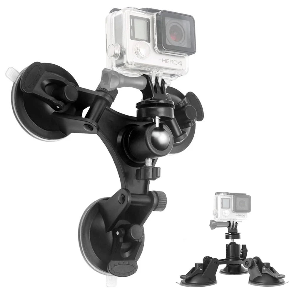 Tri-angle Suction Cup Mount Car Holder for Gopro Hero 13 12 11 10 9 8 Insta360 SJCAM AKASO DJI Osmo Action 6 5 PRO 4 Nano Camera