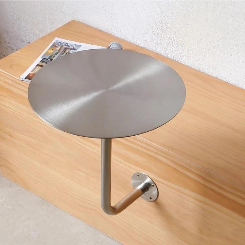 Wall Mounted Floating round Table Stainless Steel Space Saving for Small Living Room Bedroom Coffee Shop Dining Table Design