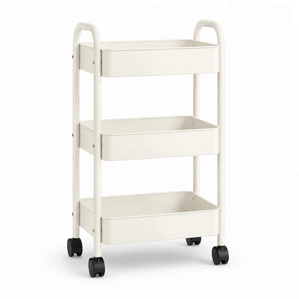 3-Tier Slim Rolling Storage Cart, 66 cm High Metal Utility Trolley for Kitchen, Bathroom and Laundry Room