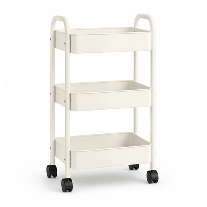 3-Tier Slim Rolling Storage Cart, 66 cm High Metal Utility Trolley for Kitchen, Bathroom and Laundry Room