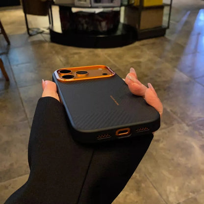 Business Sle Kevlar Carbon Fiber Leather Magnetic Case For IPhone 17 Pro Max 16 15 14 Wireless Charging Anti-drop Protect Cover