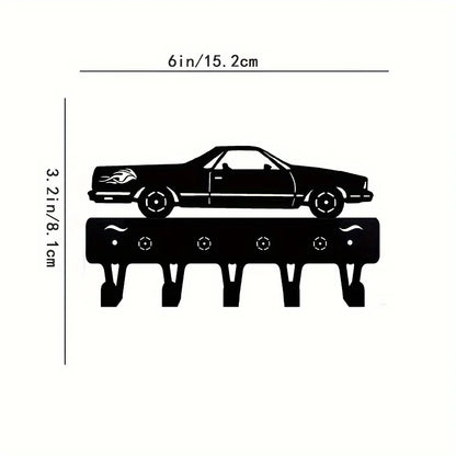 Black Racing Car Metal Wall Art Key Holder, Waterproof Rustproof Heavy Duty for Home Garage Decor Gift