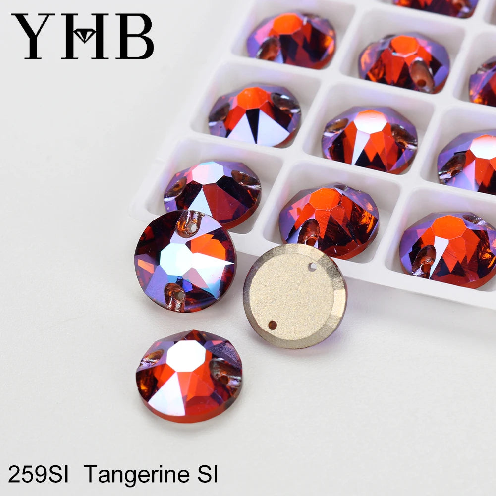 YHB Top Quality XIRIUS Glass Crystal AB Moonlight Sewing Stones Flatback Sew on Rhinestones For Garment Clothes Bags