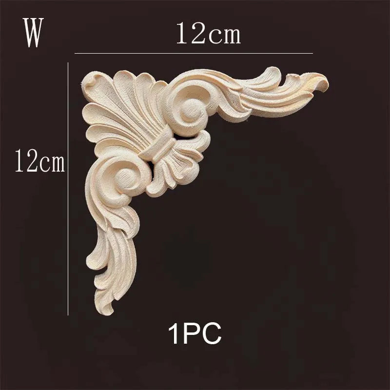 Natural Wood Corner Onlay Moldling European Style Home Decor Background Wall Applique Carved Figurine Living Room Decoration