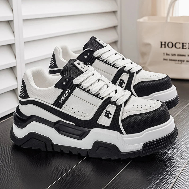 Men's Thick-Soled Height-Increasing Casual Sports Shoes, Low-Top Lace-Up Style, Wear-Resistant Sole, Comfortable and Anti-Slip,