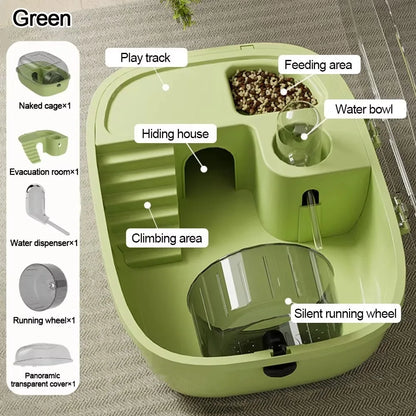 Multi-functions Double Layer Hamster Cage Large Space Visible Pet Habitat House Breathable Translucent Hamster Villa Pet Travel