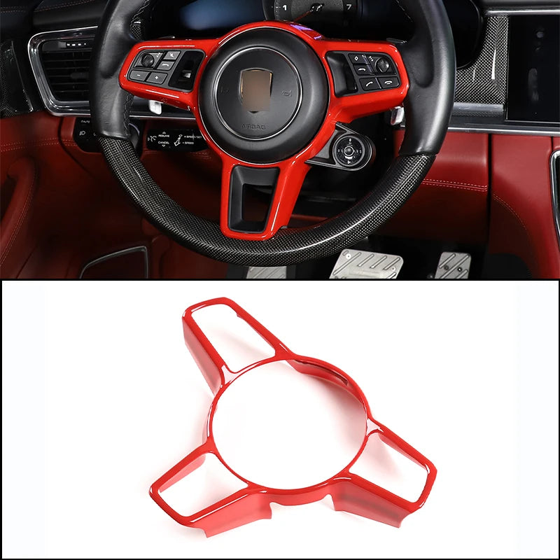 For Porsche Macan Cayenne Panamera 718 911 918 ABS Matt Black Texture Interior Steering Wheel Cover Trim Interior Accessories