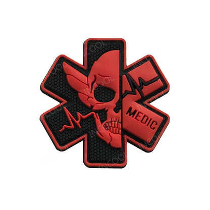 PVC Medic PARAMEDIC Skull Patches Decorative Patches Strip Combat Rubber Chevron IR Reflective Appliqued