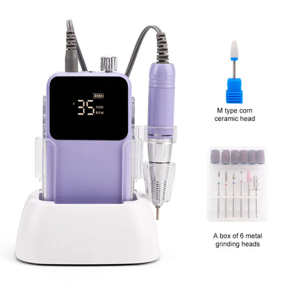 SIMINAIL Rectangle Nail Drill Rechargeable Desktop Base 35000RPM Manicure Electric Machine Nail File Pedicure Cordless Drilling