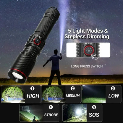 Portable Powerful White Laser LED Flashlight Tactical Zoom Torch USB Rechargeable 18650 Battery Camping Fishing Lantern