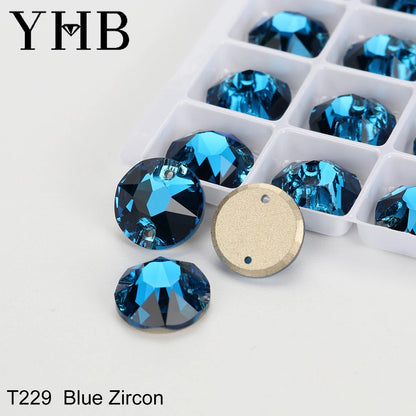 YHB Top Quality XIRIUS Glass Crystal AB Moonlight Sewing Stones Flatback Sew on Rhinestones For Garment Clothes Bags