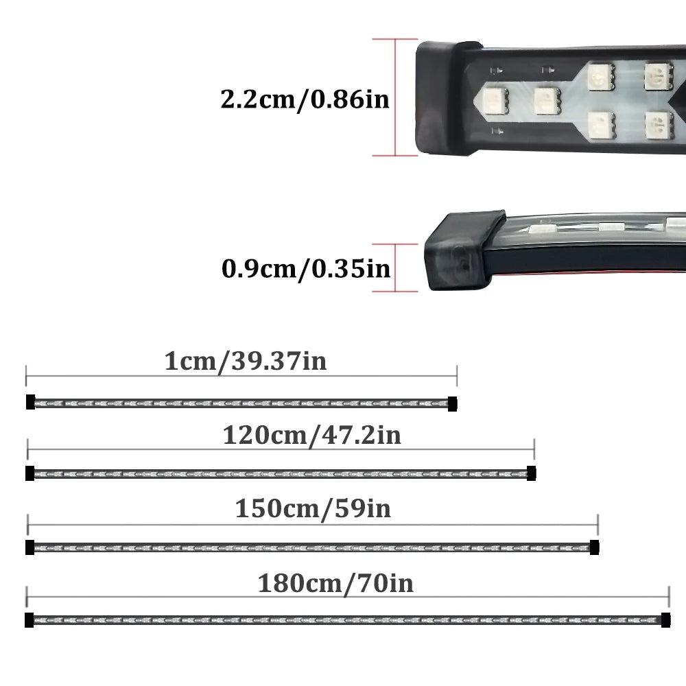 Dynamic Colorful 12V 24V RGB Pickup Turn Signal Rear Light Truck Container Cargo Jeep RV SUV Brake Light Strip LED Tail Light
