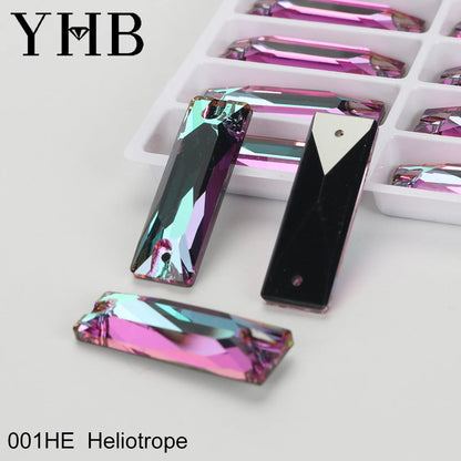 YHB Top Quality Cosmic Baguetee Glass Crystal AB Moonlight Sewing Stones Flatback Sew on Rhinestones For Garment Clothes Bags