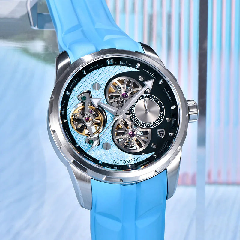 PAGANI DESIGN PD-YS022 Men's Mechanical Watch Tourbillon Skeleton Wristwatch For Men Fluorine Rubber Strap Automatic Watches