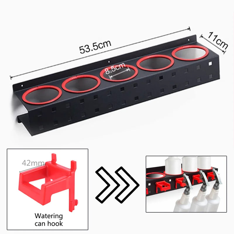 Wall-Mounted Spray Bottle Storage Rack Multi-Function Storage Rack with Hook Accessories Suitable for Car Repair and Beauty
