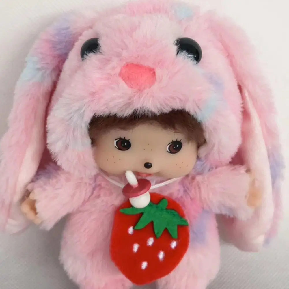 15/20cm Kawaii Mengqi Doll School Bag Pendant Decoration Girl Monkey Plush Doll Pp Cotton Birthday Toy Keychain DIY Gift Mochi