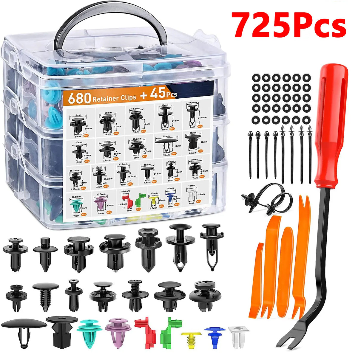 Auto Fastener Clips 680Pcs Car Body Push Retainer Pin Rivet Bumper Door Trim Panel Retainer Fastener Kit Auto Removal Tools
