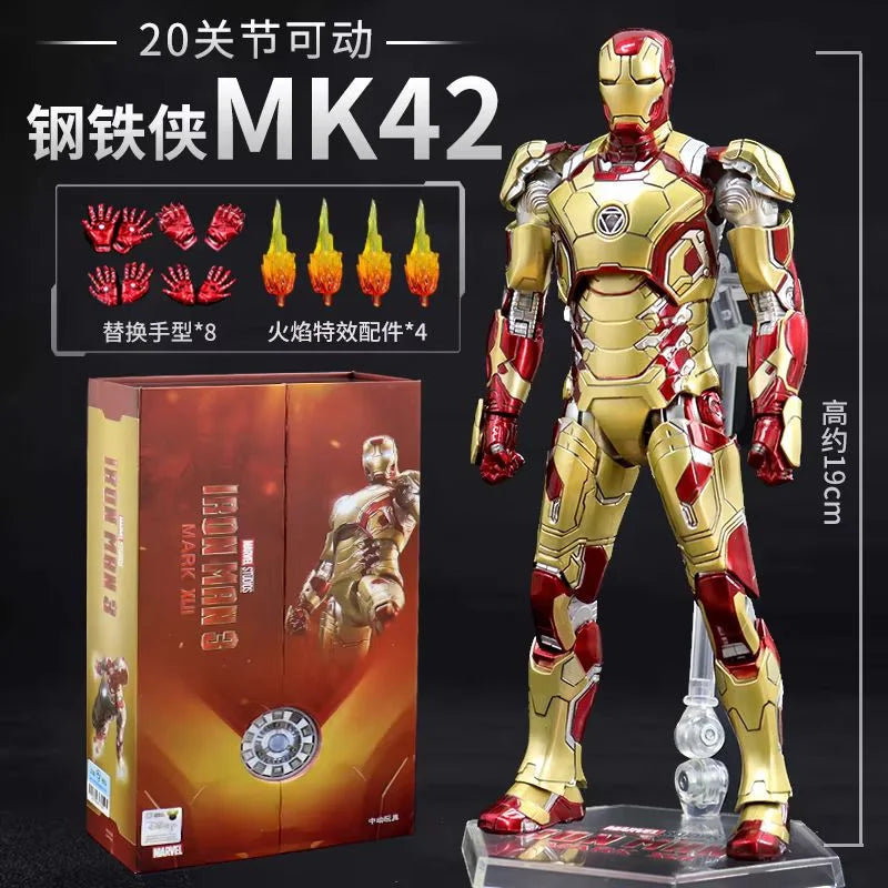Original Avengers ZD Toy Light version Iron Man Mark3 MK6 Action Figure MK1-7 LED MK85 Suit-up Gantry Adult Collectible Toys