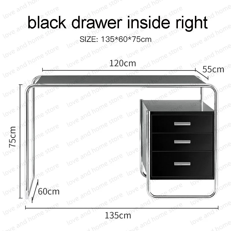 Bauhaus Stainless Steel Desk Compact Tubular Steel MDF with Drawer Compute Desk Office Desk