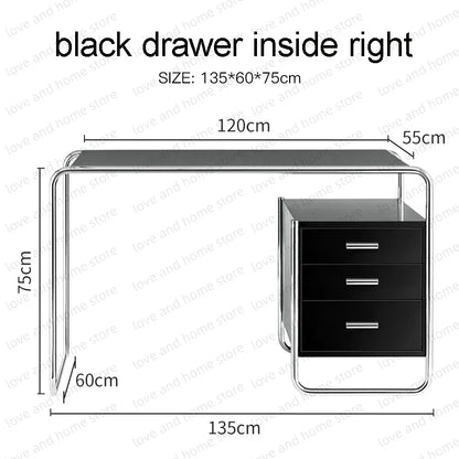 Bauhaus Stainless Steel Desk Compact Tubular Steel MDF with Drawer Compute Desk Office Desk