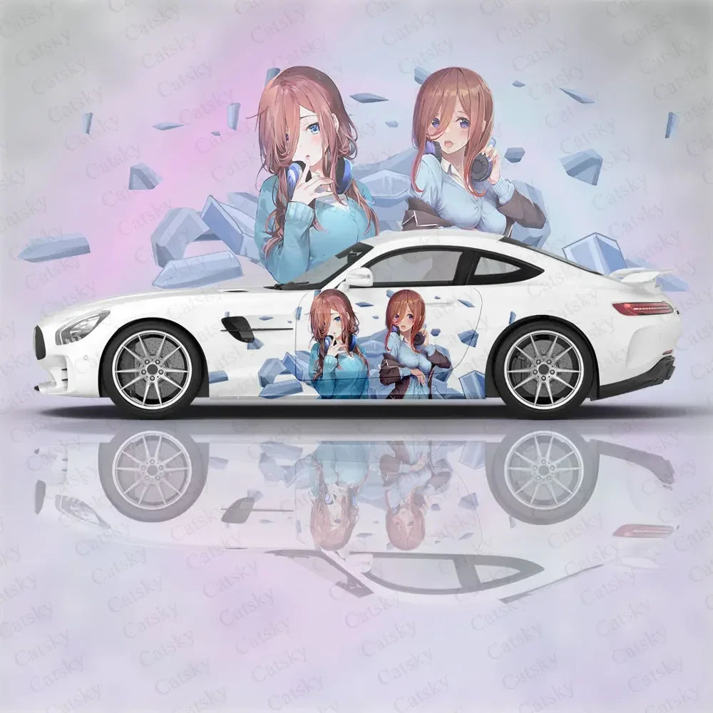 Nakano Miku Custom Anime Girl Car Accessories Anime Body Stickers Auto Side Film Decal Body Vinyl Sticker SUV Decoration Pattern
